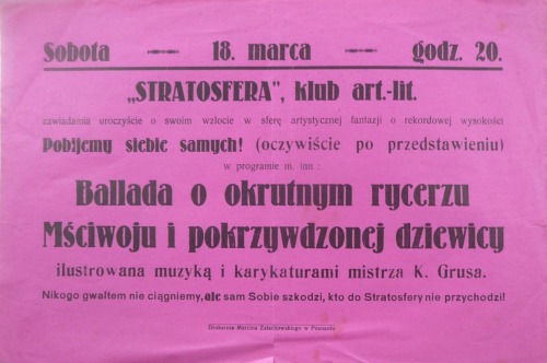 /Ulotka/Klub `Stratosfera` Poznań,lata 30-te XX w.
